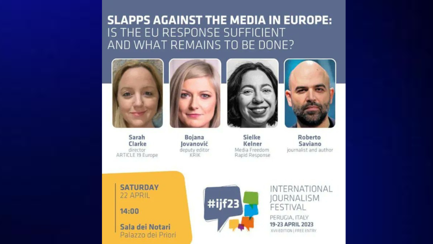 Event: SLAPPs against the media in Europe - Journalism Festival in Perugia  - ARTICLE 19