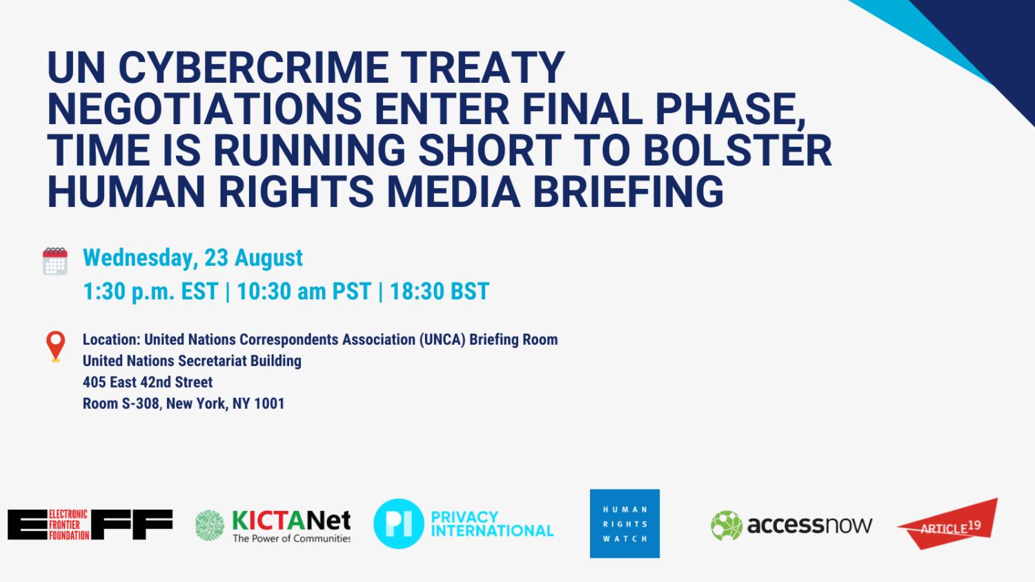 Media Briefing: UN Cybercrime Treaty Must Bolster Human Rights ...